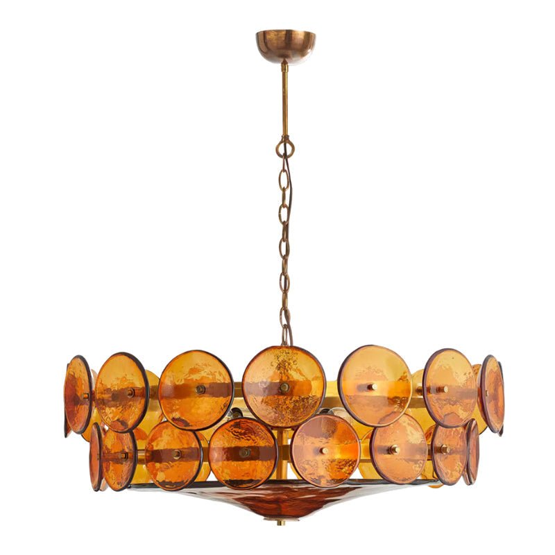 Gold Adjustable Height Chandelier With Textured Glass Orbs