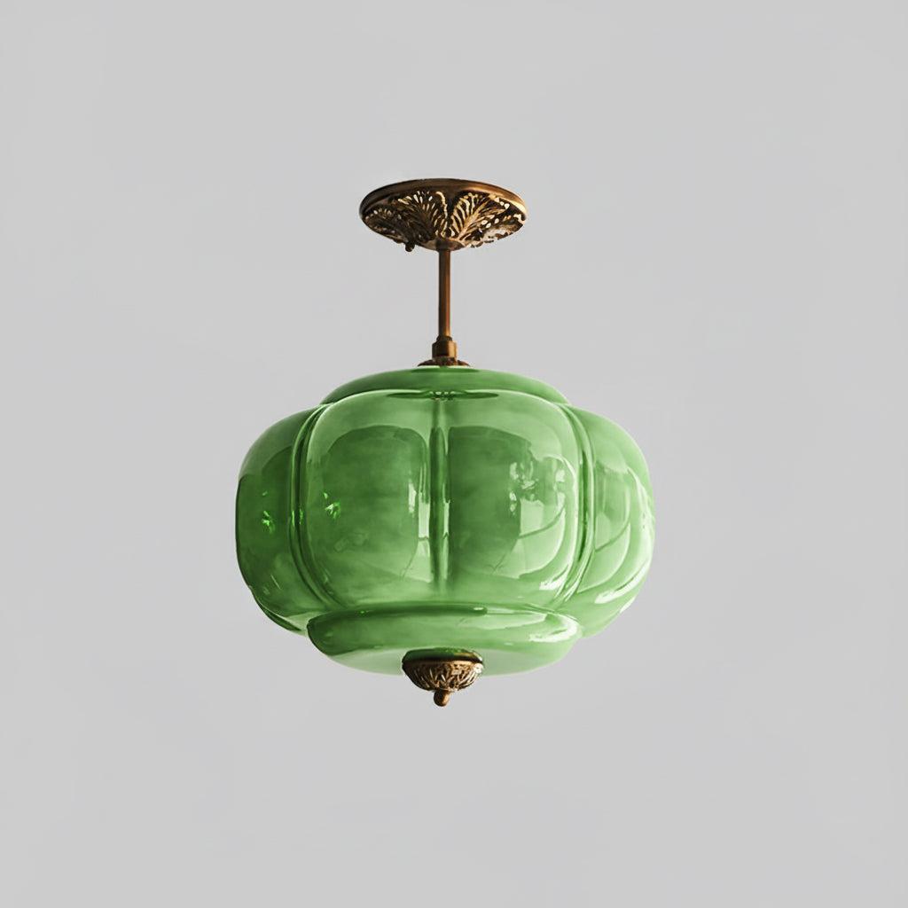 Vintage Glass Ceiling Light With Brass Fittings Elegant Flush Mount Fixture