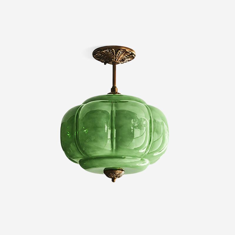 Vintage Glass Ceiling Light With Brass Fittings Elegant Flush Mount Fixture