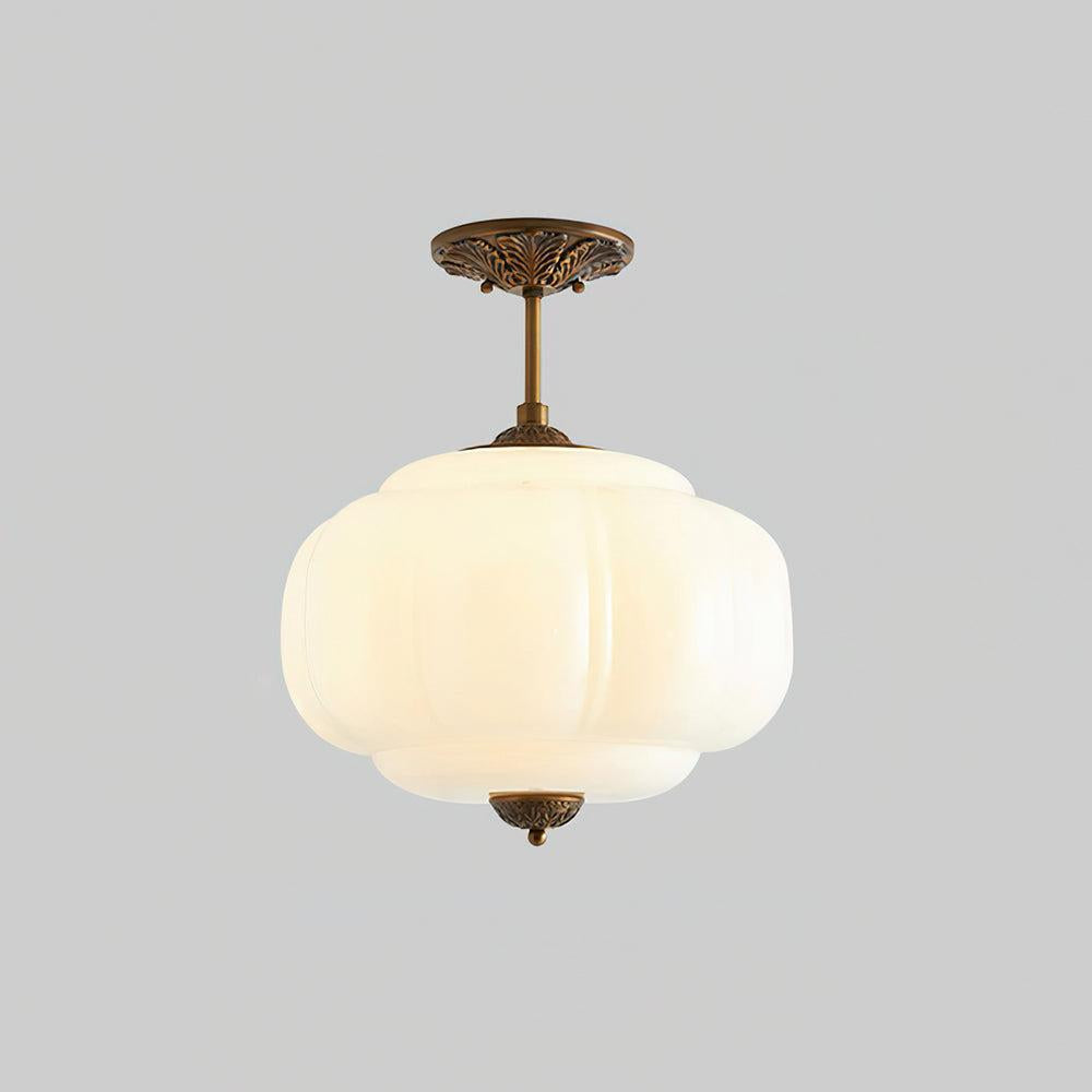 Vintage Glass Ceiling Light With Brass Fittings Elegant Flush Mount Fixture