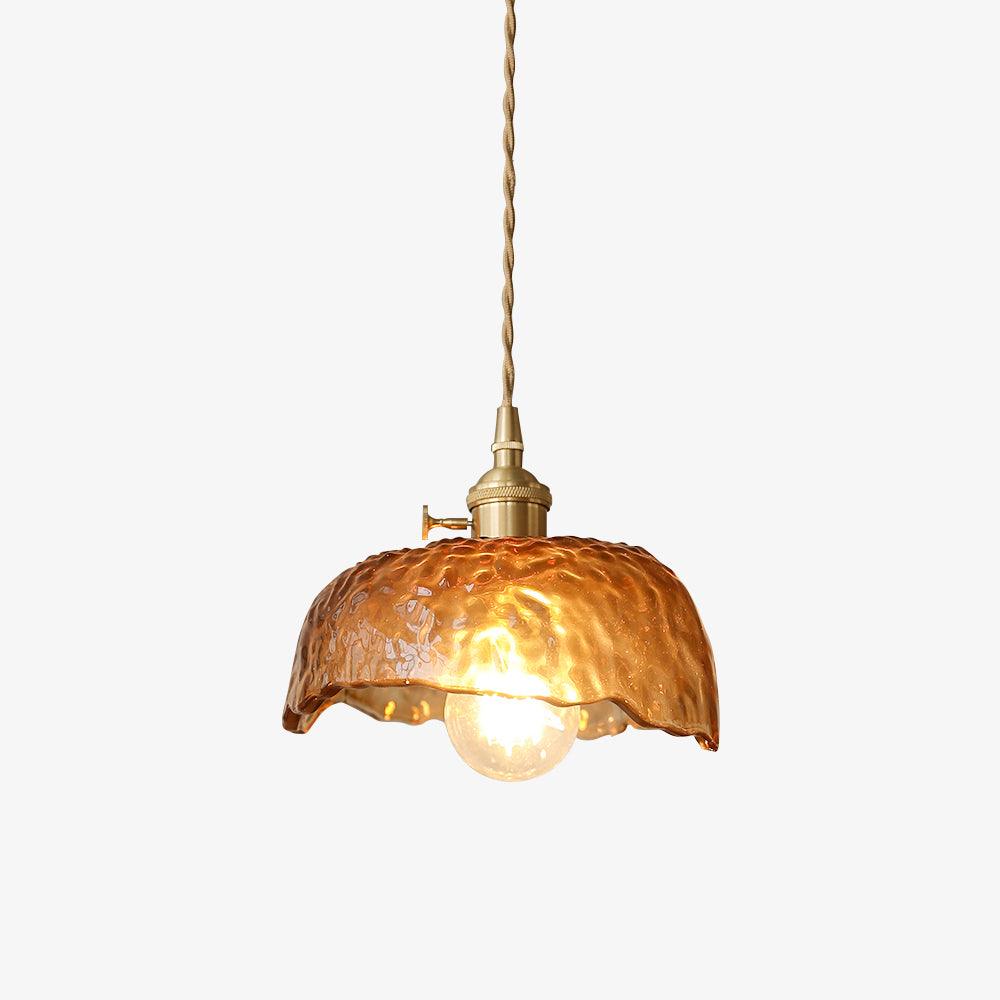 Brown Glass Pendant Light With Adjustable Height Vintage Style