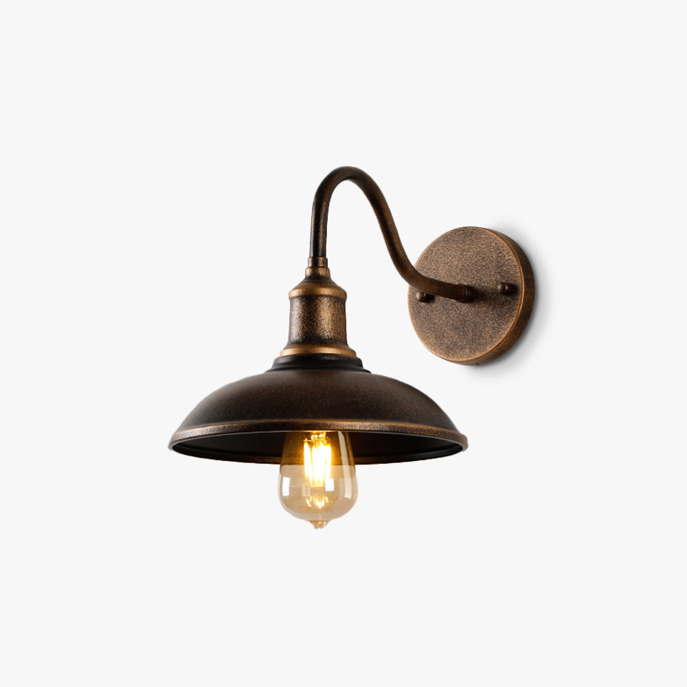 Outdoor Wall Lamp, Rustic Bowl-Style Design, Antique Brass, LED E26, Terrace And Entrance
