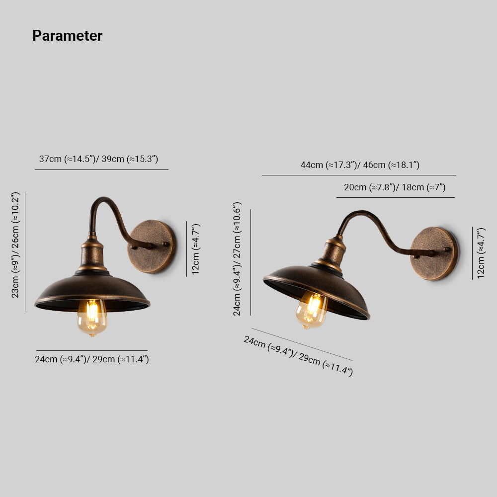 Outdoor Wall Lamp, Rustic Bowl-Style Design, Antique Brass, LED E26, Terrace And Entrance