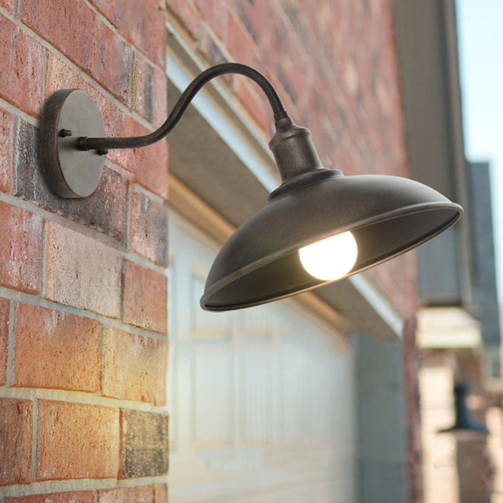 Outdoor Wall Lamp, Rustic Bowl-Style Design, Antique Brass, LED E26, Terrace And Entrance