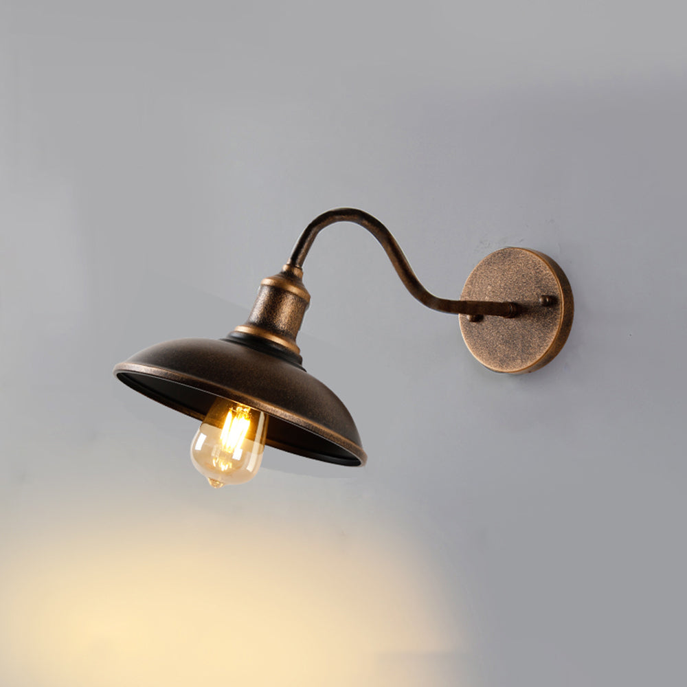 Outdoor Wall Lamp, Rustic Bowl-Style Design, Antique Brass, LED E26, Terrace And Entrance