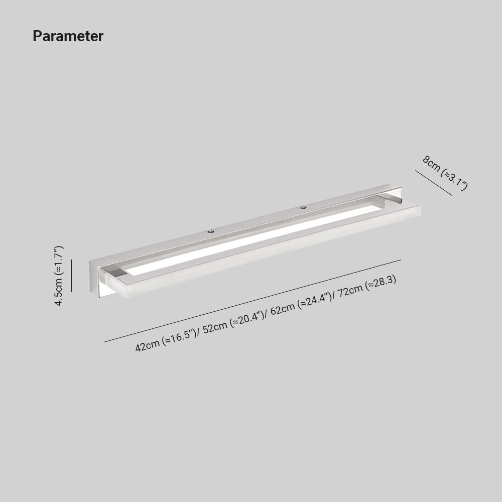 Metal And PC Rectangular LED Wall Light For Bathroom And Bedroom