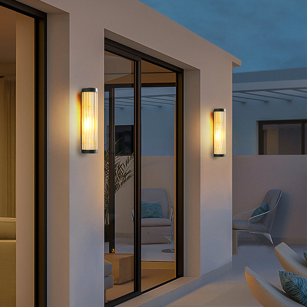 Outdoor Wall Light With Half Cylinder Glass Design, LED IP65, Warm White
