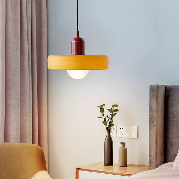 Lampada a sospensione nordica — Pannelli in vetro lucido, struttura metallica verniciata a forno