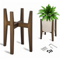 Adjustable Plant Stand — Marble Top, Bamboo-Finish Wood Frame