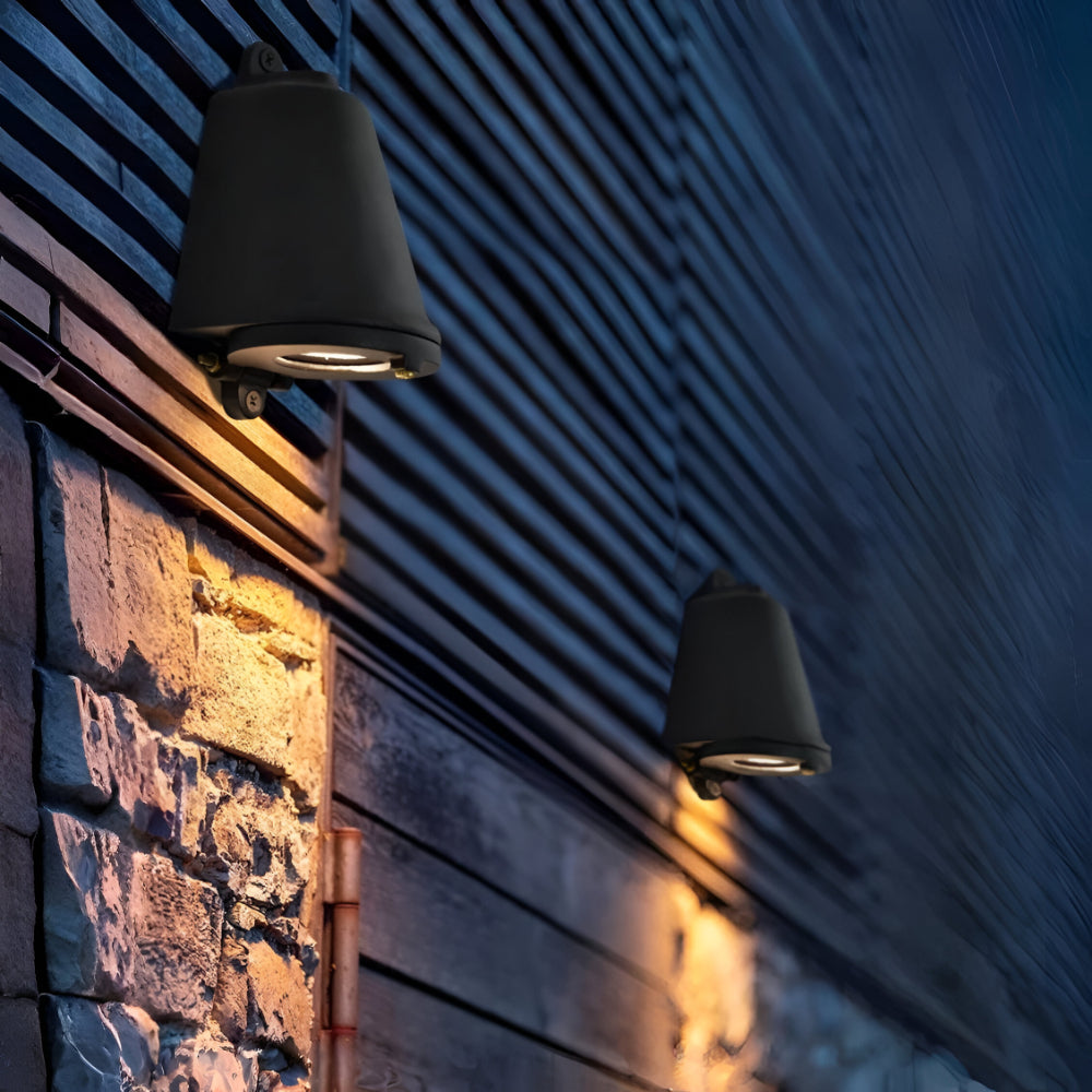 Contemporary Metal Exterior Wall Light — Solid Frame, Warm Glow