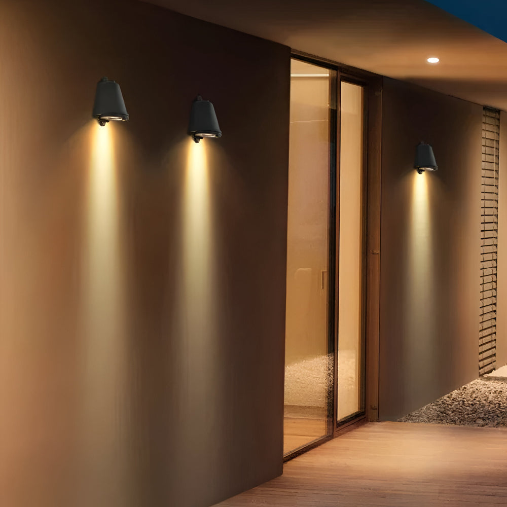 Contemporary Metal Exterior Wall Light — Solid Frame, Warm Glow