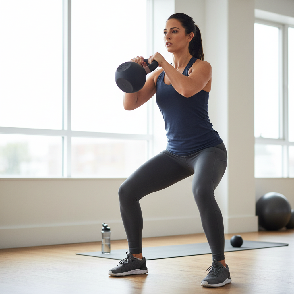 Kettlebell i støbejern — solid konstruktion i ét stykke, pulverlakeret overflade