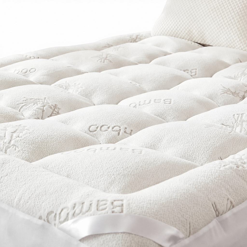 Pikowany ochraniacz na materac z kolekcji EcoComfort — bambusowa wiskoza, wodoodporny, oddychający