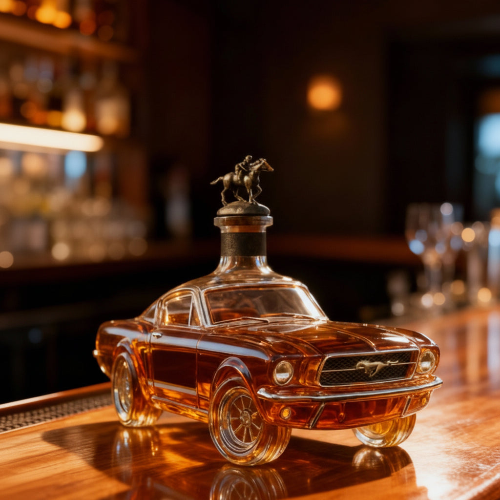 Car-Shaped Whiskey Decanter — Clear Glass, 750ml, 10x4x3 Inches