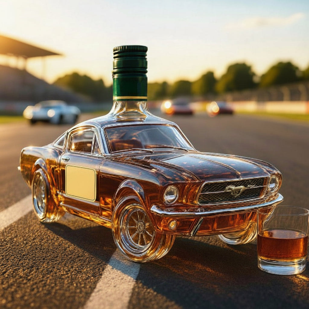 Car-Shaped Whiskey Decanter — Clear Glass, 750ml, 10x4x3 Inches