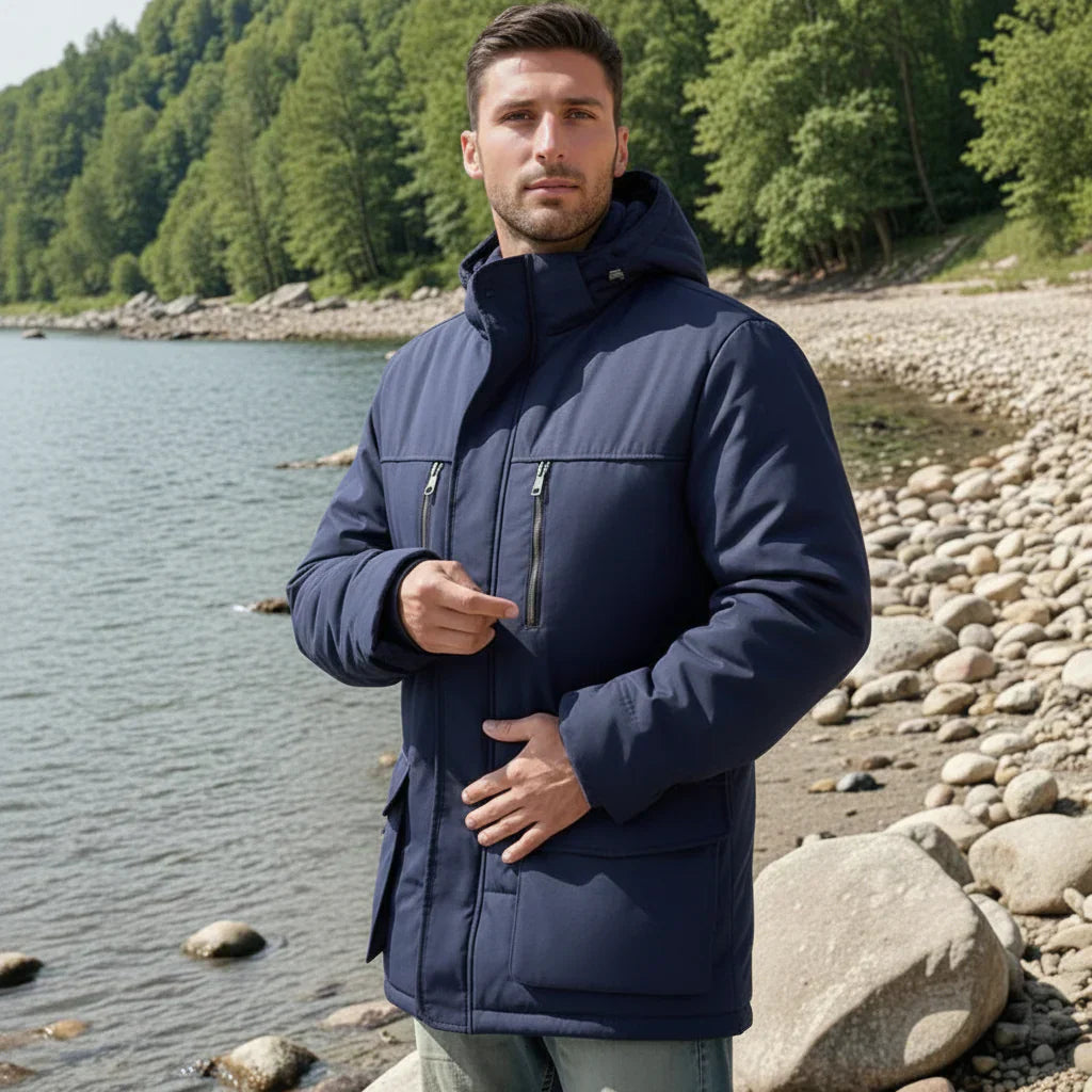 Men Winter Jacket Hooded Lined Parka Coat Windproof Insulated | Meowbutter