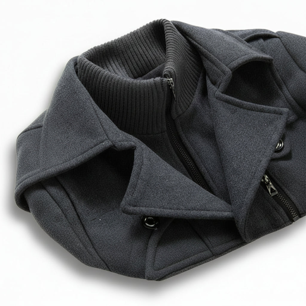 Men's Long Insulated Blend Trench Coat — Winter Jacket, Internal Padding