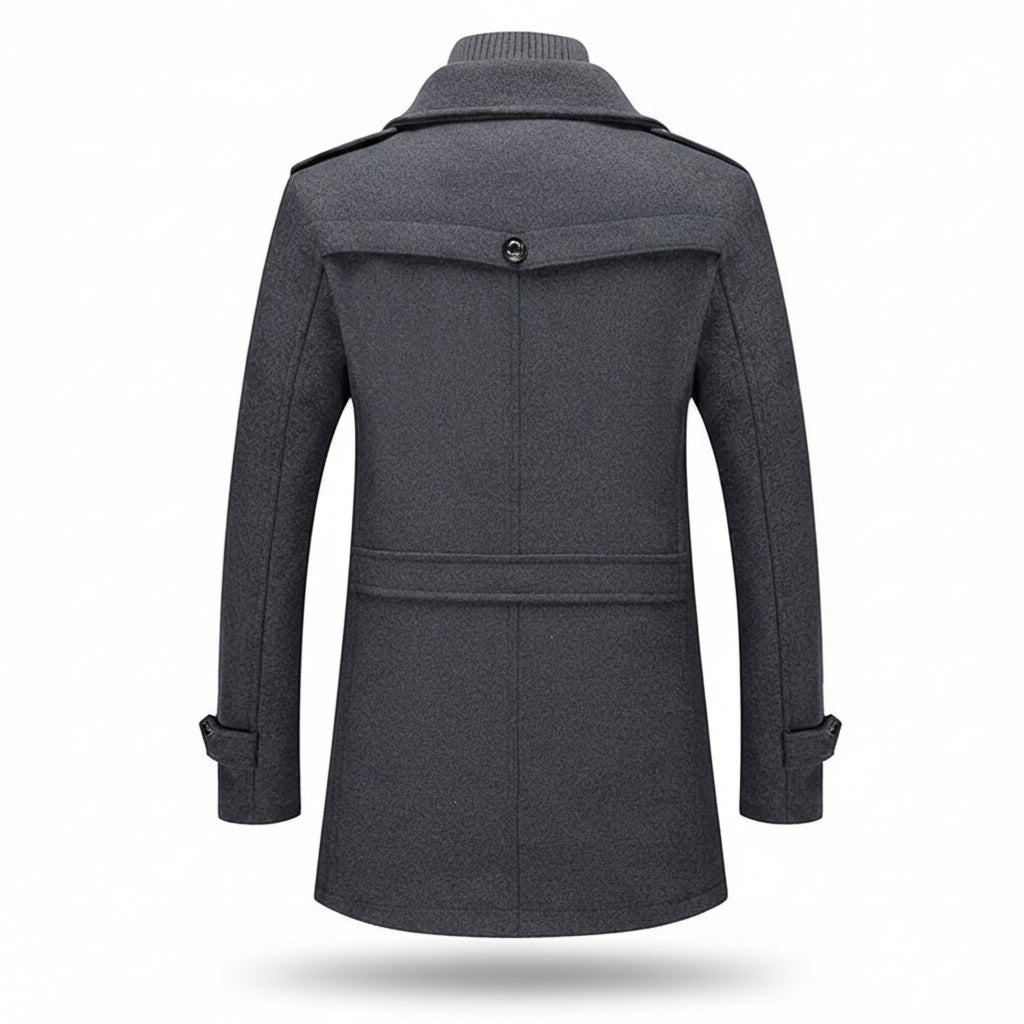 Men's Long Insulated Blend Trench Coat — Winter Jacket, Internal Padding