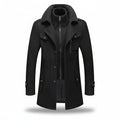 Men's Long Insulated Blend Trench Coat — Winter Jacket, Internal Padding