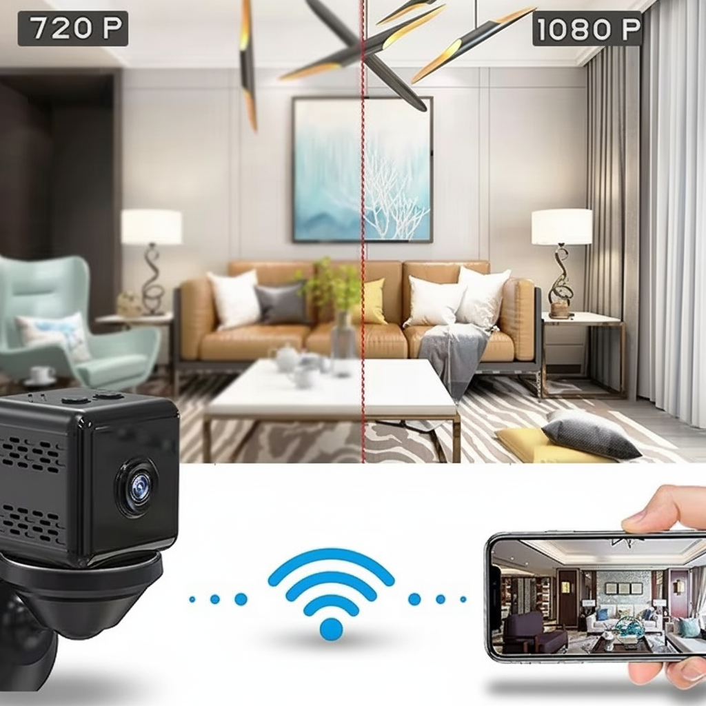Telecamera di sicurezza wireless Full HD 1080p — Streaming WiFi, rilevamento dei movimenti