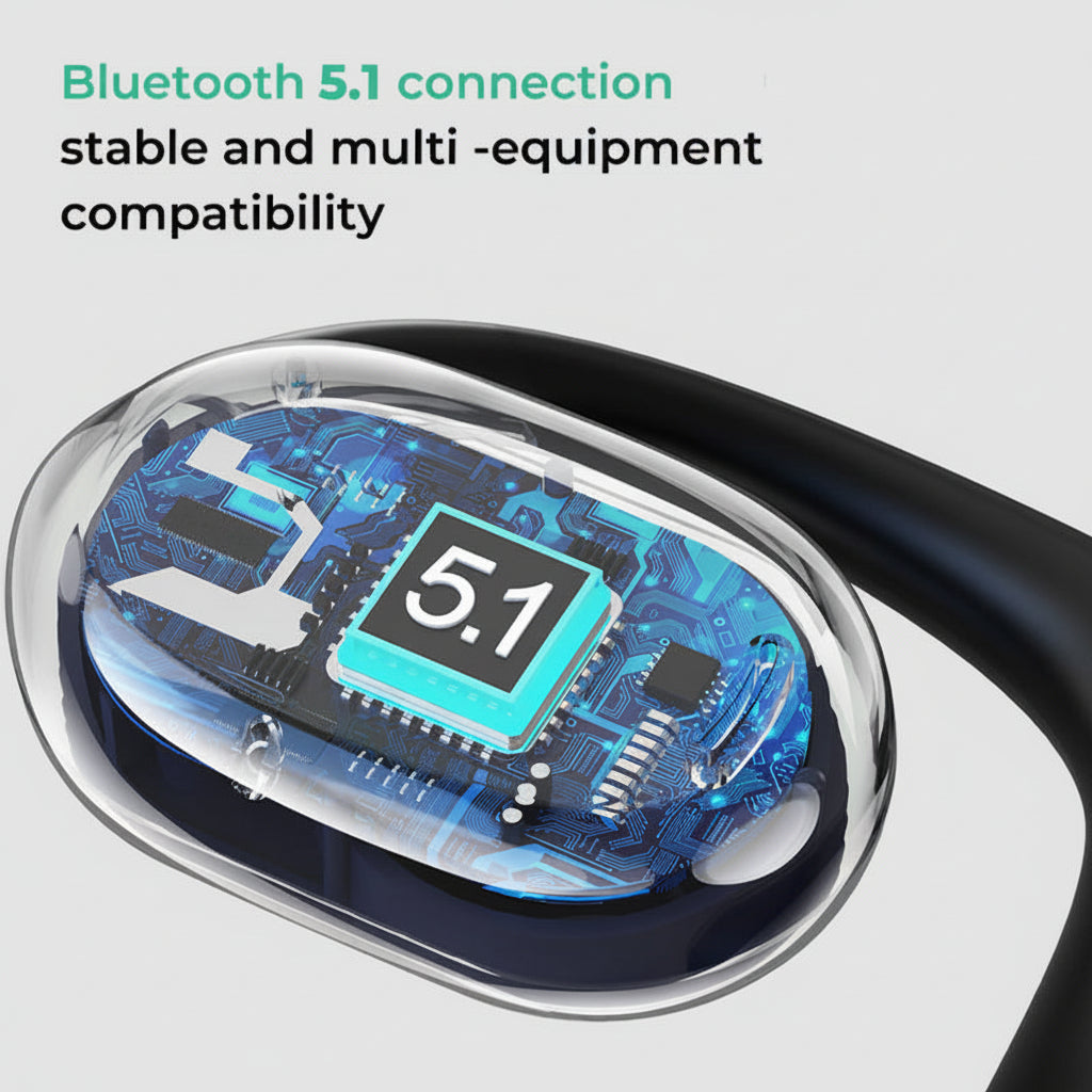 Bezprzewodowe słuchawki Bluetooth z otwartymi uszami i przewodnictwem kostnym