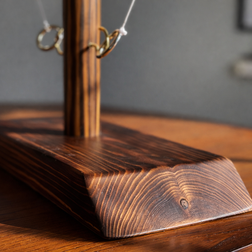Juego de lanzamiento de anillos de sobremesa de madera — Diseño clásico de ganchos