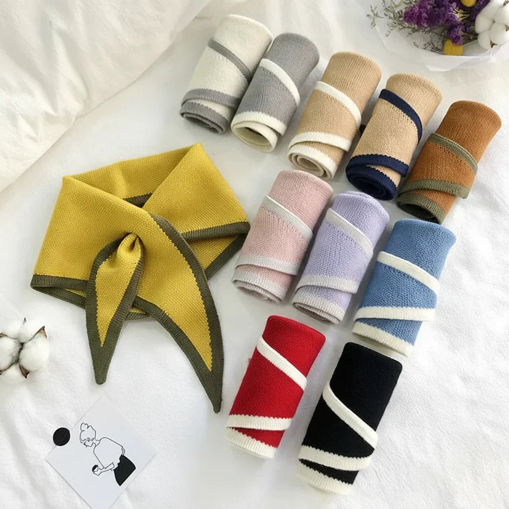 Retro Lightweight Scarf — Contrasting Border Trim
