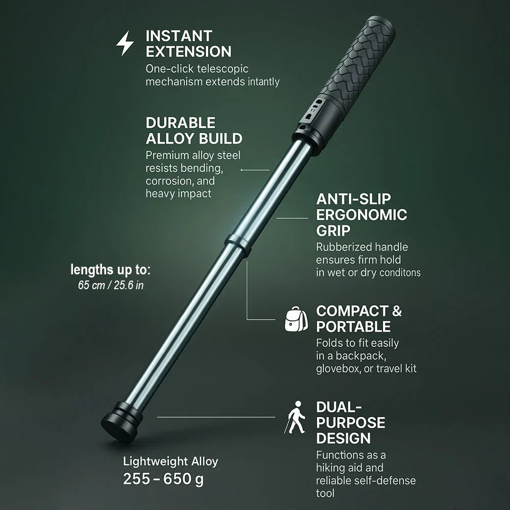 Walking Stick Telescopic Hiking Pole Alloy Outdoor Stability Support | Meowbutter