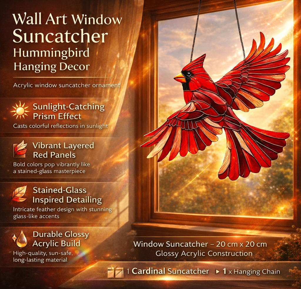 Wall Art Window Suncatcher Hummingbird Hanging Decor | Meowbutter