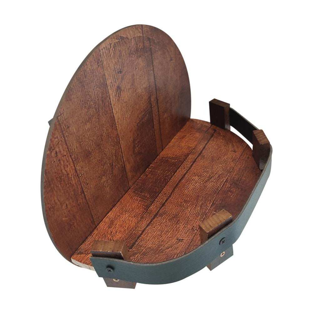 Timber Wall Mount Display Shelf — Circular Barrel Design