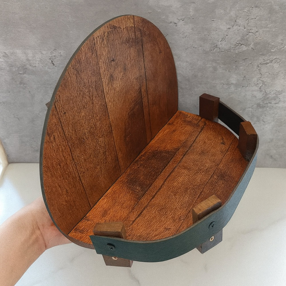 Timber Wall Mount Display Shelf — Circular Barrel Design