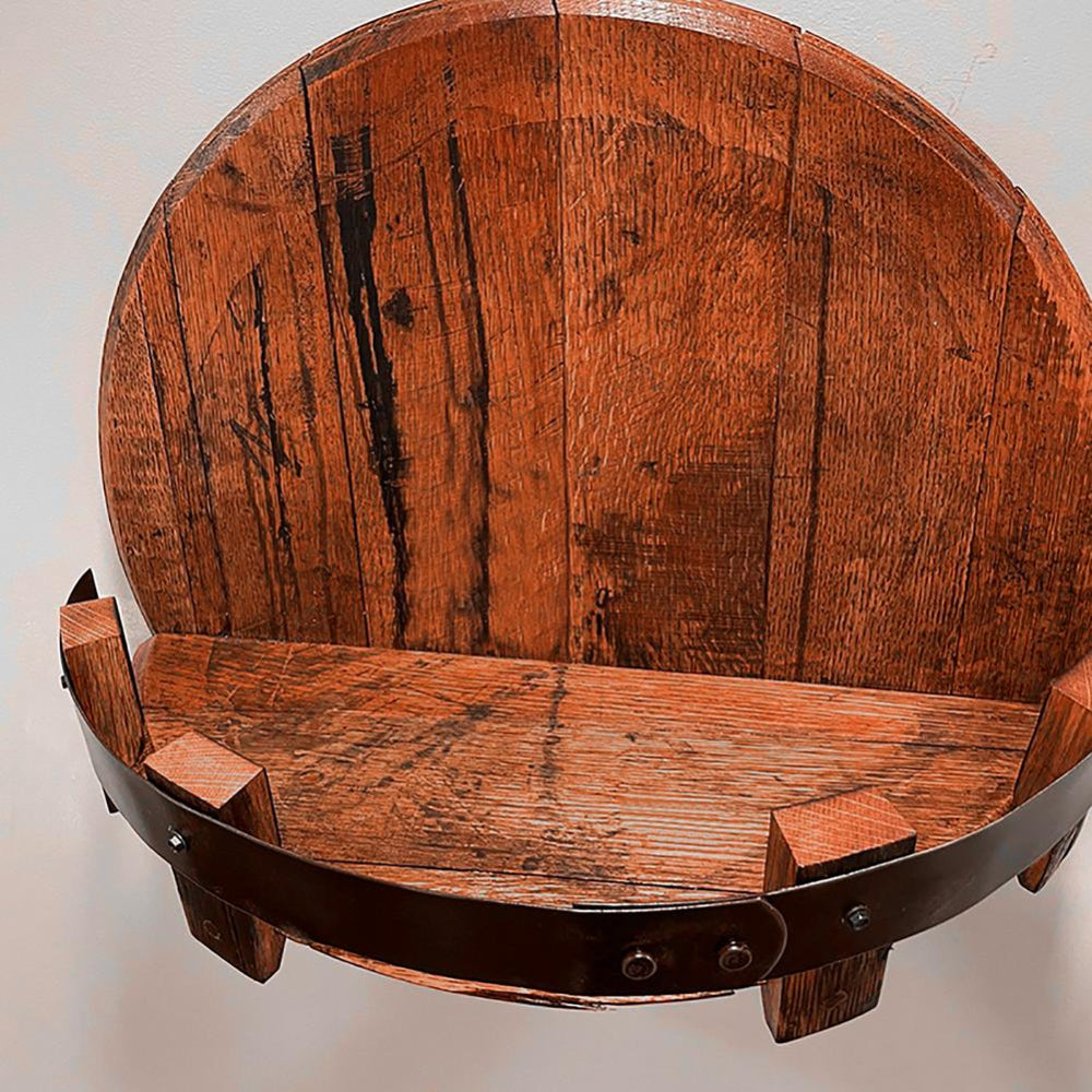 Timber Wall Mount Display Shelf — Circular Barrel Design