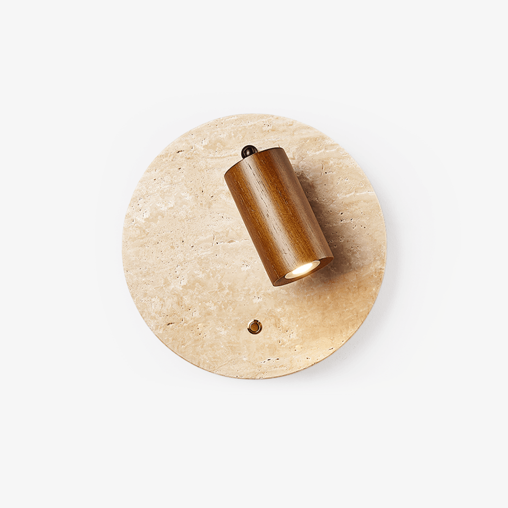 Travertine Backplate Adjustable Spotlight Wall Sconce For Indoor Lighting