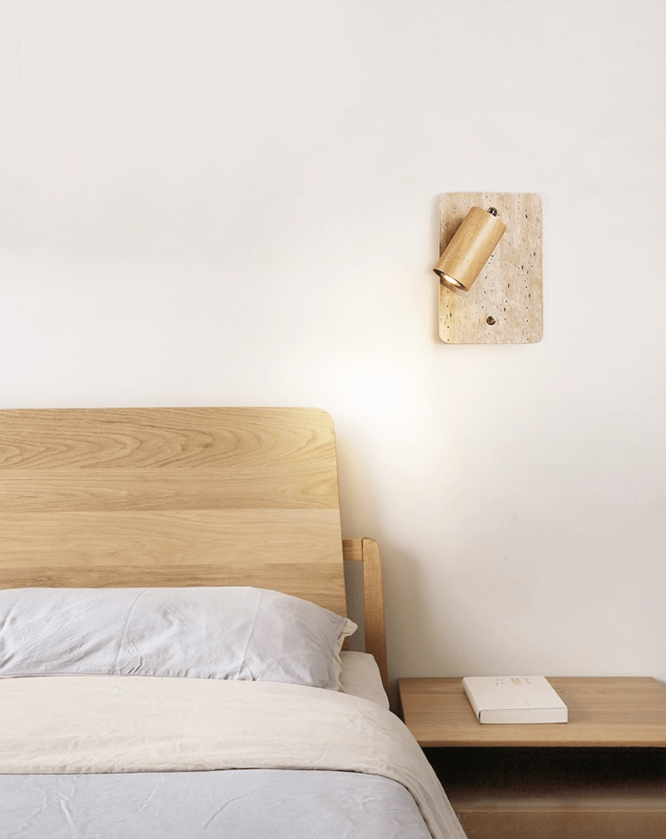 Travertine Backplate Adjustable Spotlight Wall Sconce For Indoor Lighting