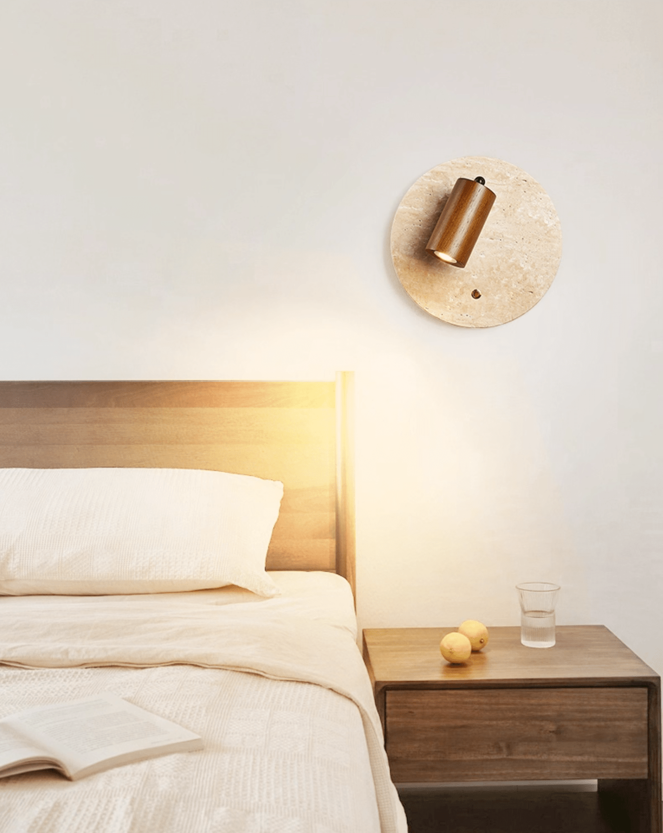 Travertine Backplate Adjustable Spotlight Wall Sconce For Indoor Lighting