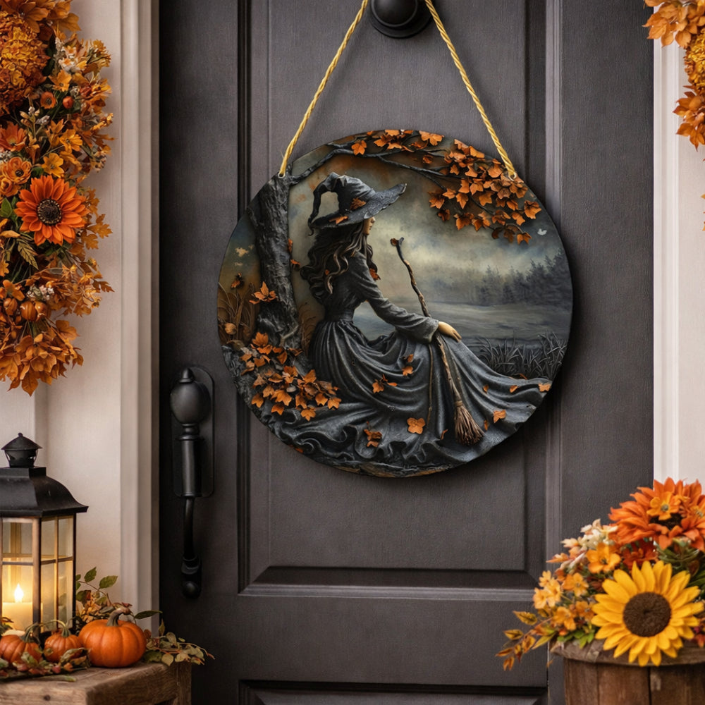 Wall Art Witch Folklore Wood Door Hanging Sign | Meowbutter