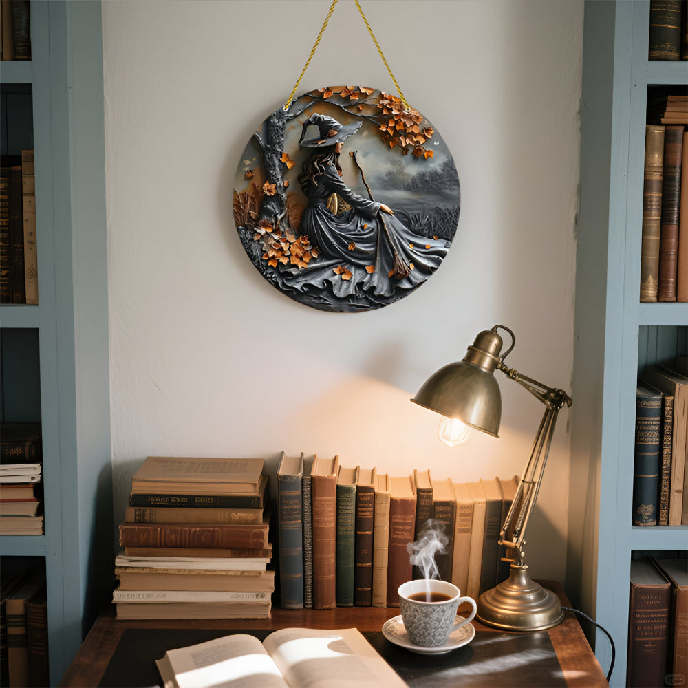 Wall Art Witch Folklore Wood Door Hanging Sign | Meowbutter