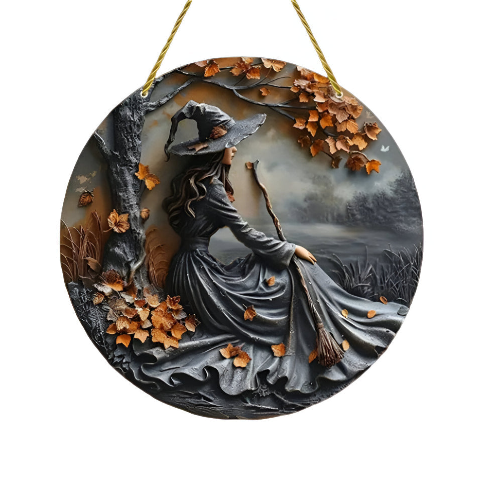Wall Art Witch Folklore Wood Door Hanging Sign | Meowbutter