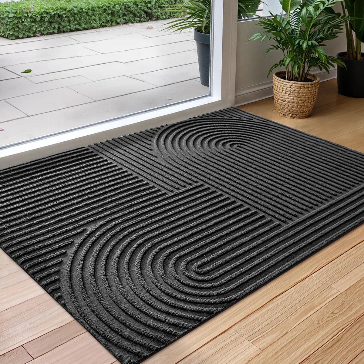 Moisture-Absorbing Exterior Door Mat With Anti-Slip Backing For Indoor And Outdoor