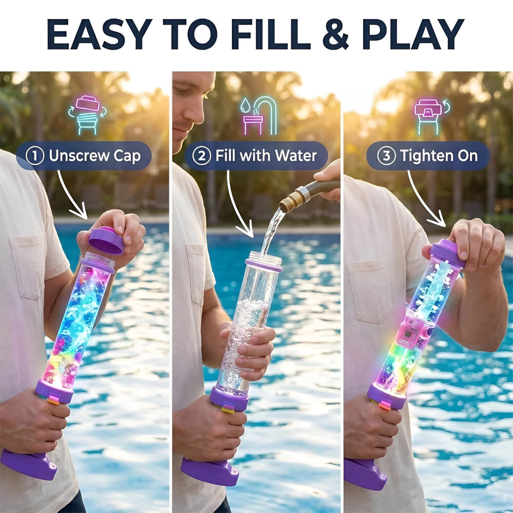 Water Gun LED Water Blaster Summer Toy Outdoor Play | Meowbutter