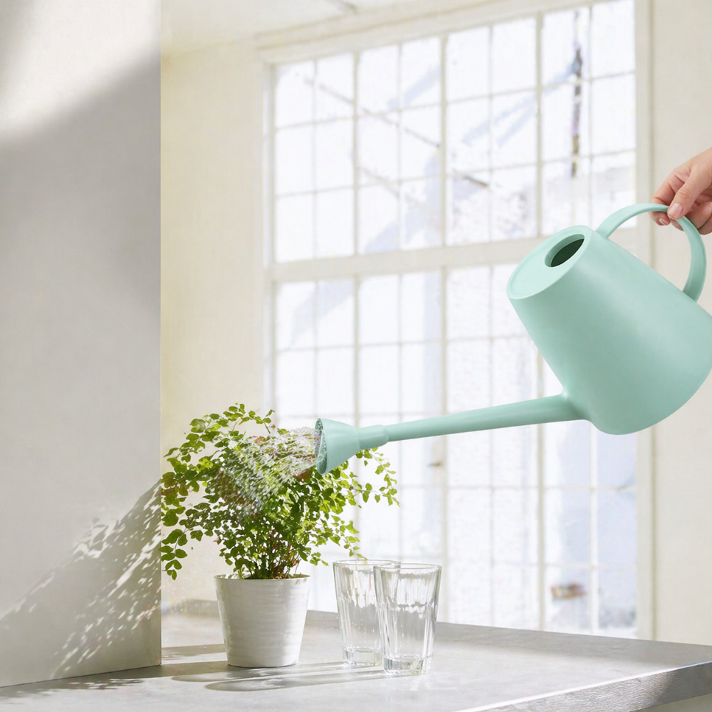 Long-Spout Plastic Watering Can — Lightweight Synthetic Body