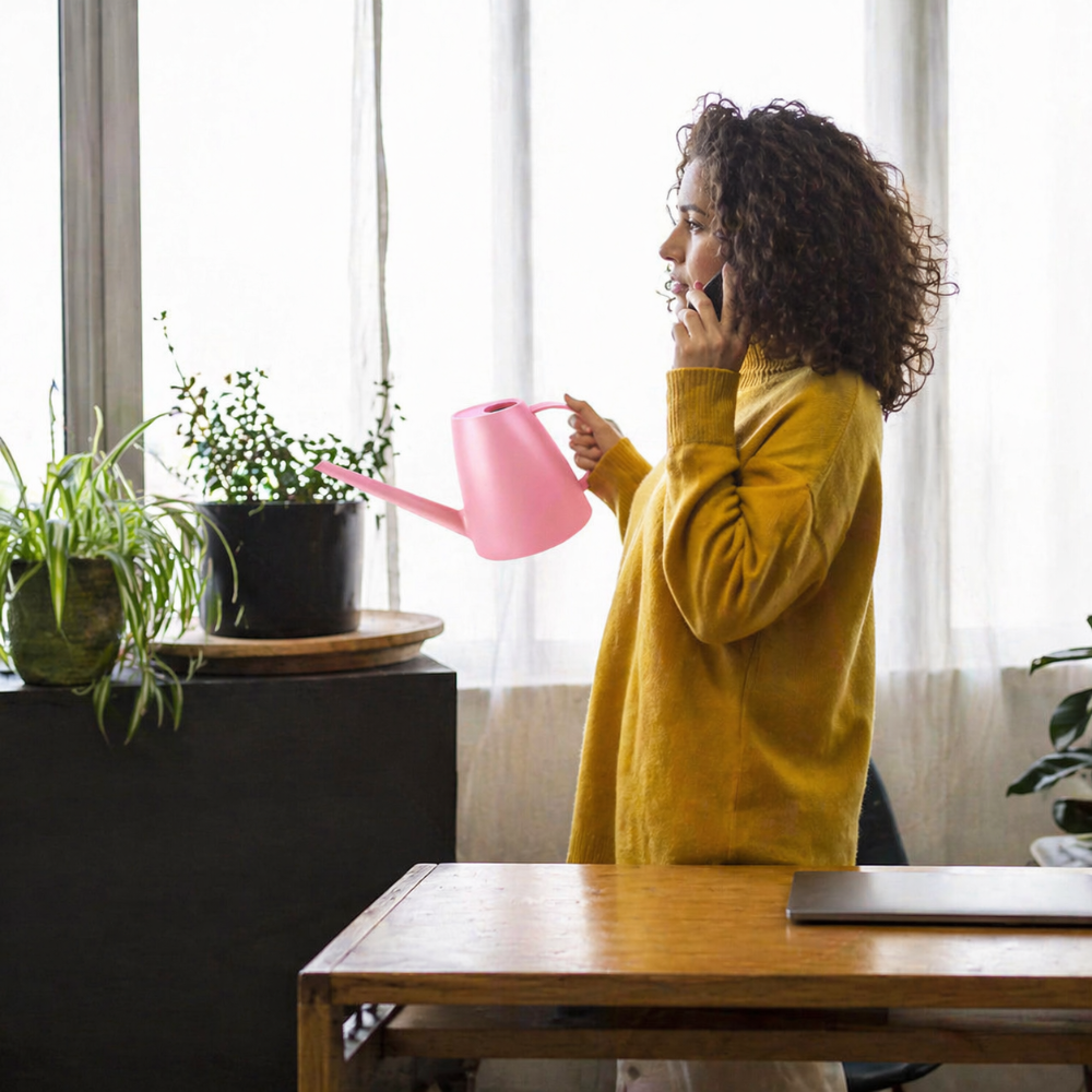 Long-Spout Plastic Watering Can — Lightweight Synthetic Body