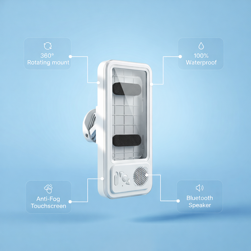 Waterproof Shower Phone Case for Clear Audio, Touchscreen Control, and Hands-Free Entertainment