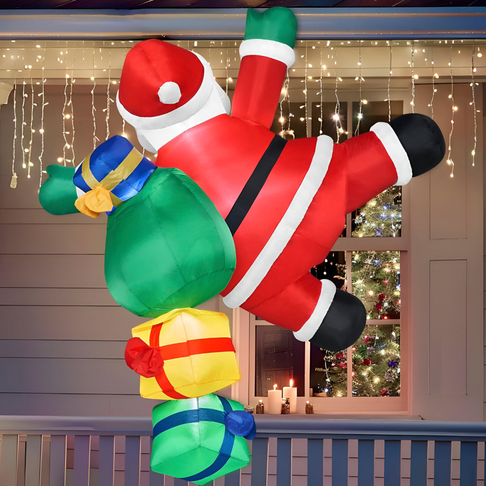 Decorazione natalizia gonfiabile con Babbo Natale arrampicatore illuminato