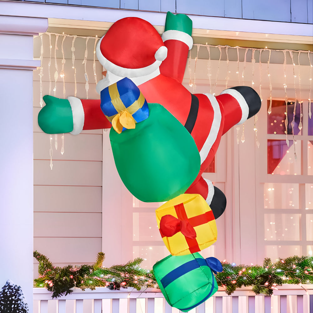 Decorazione natalizia gonfiabile con Babbo Natale arrampicatore illuminato