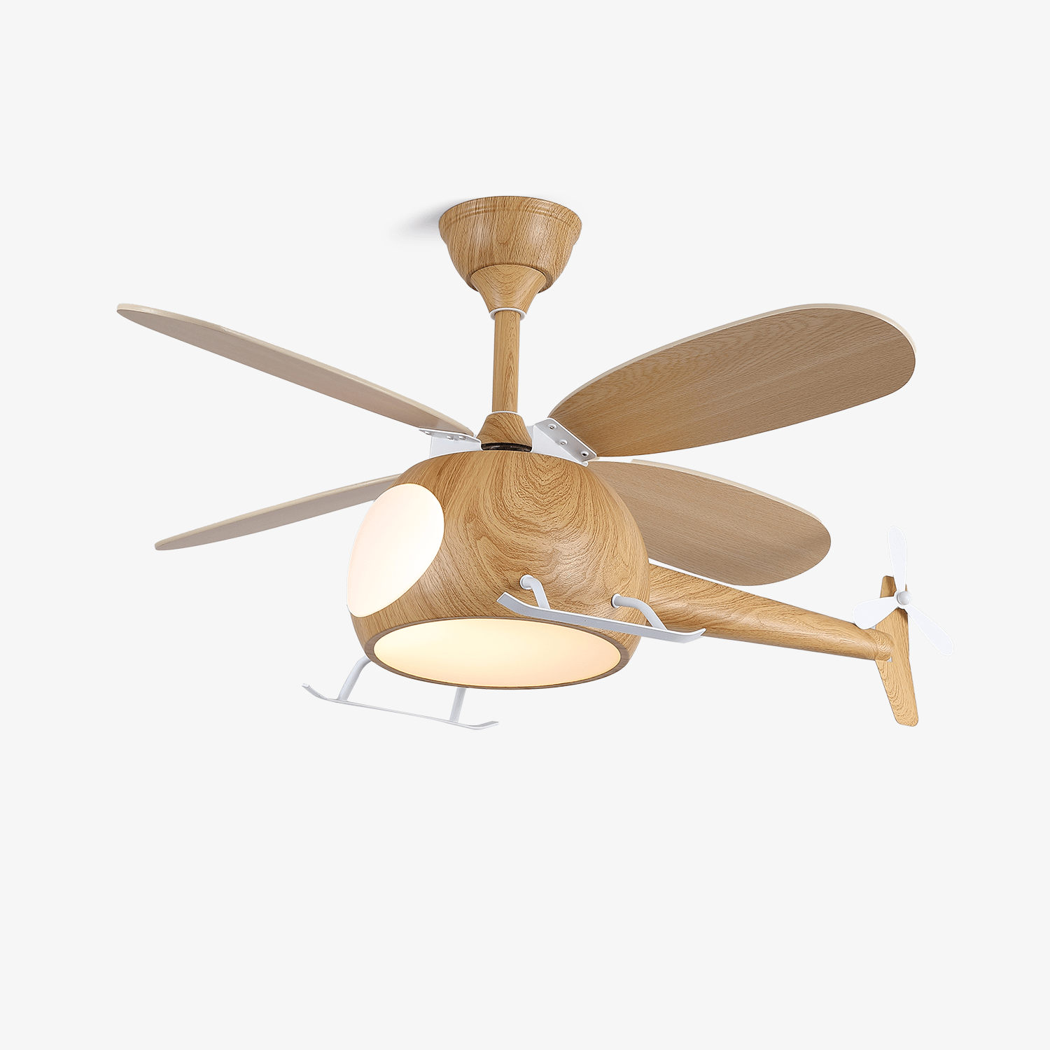Dimmable Ceiling Light With Wooden Helicopter Theme