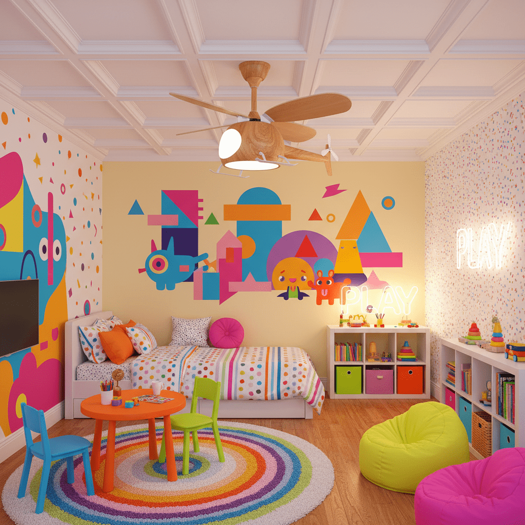 Dimmable Ceiling Light With Wooden Helicopter Theme