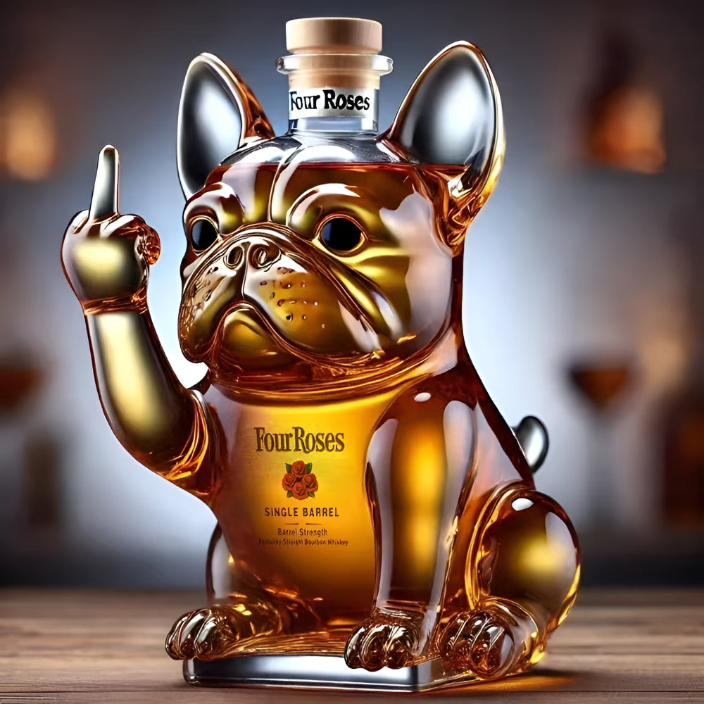 Bulldog Sculpture Whiskey Decanter — 6 Inch Height, 750 ML Capacity