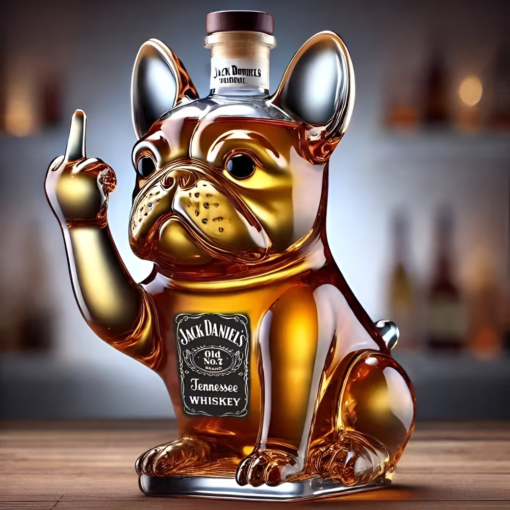 Bulldog Sculpture Whiskey Decanter — 6 Inch Height, 750 ML Capacity