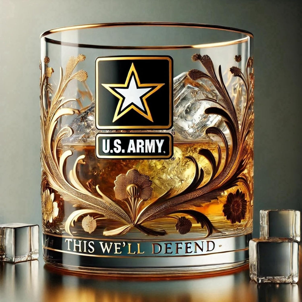 Pahar de whisky pentru veterani militari, gravat cu aur, pentru expunere | Meowbutter